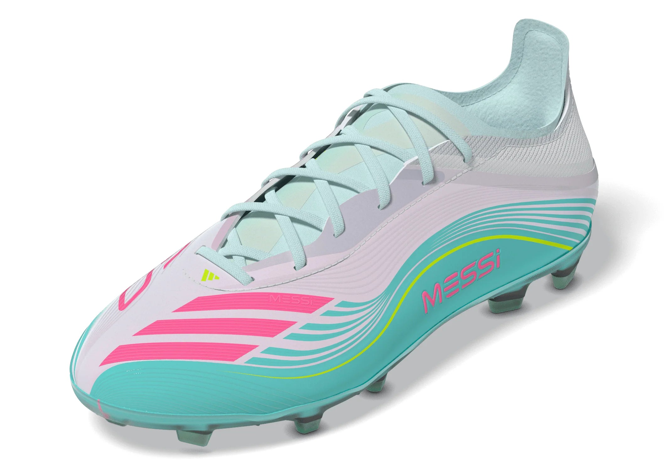 adidas F50 Messi Elite FG Firm Ground Youth Soccer Cleats White Pink Aqua