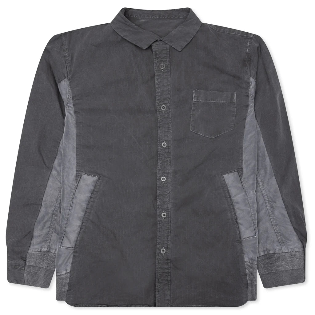 Garment Dye Rip Stop X Nylon Twill Shirt Black