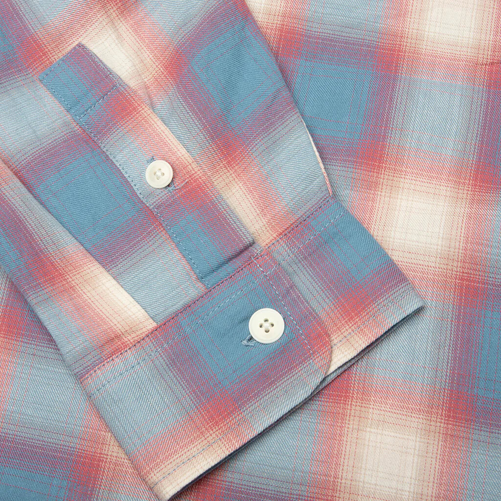 Beach Ombre Plaid Shirt Blue