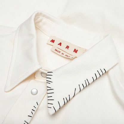 White Drill Shirt With Mending Lily White