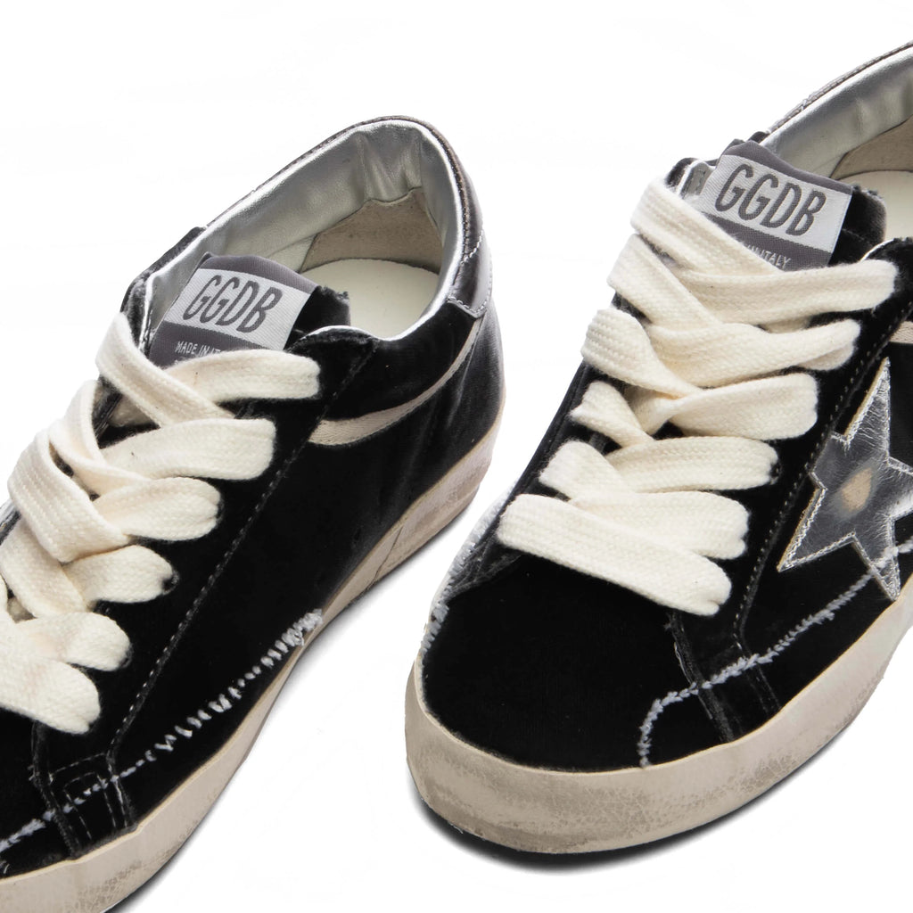 Womens Super Star Velvet Dark Grey Silver