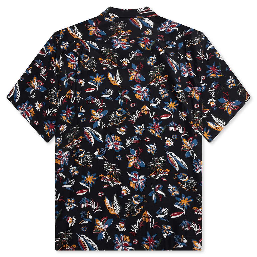 Car Race Tropical Print Shirt Black Tropical