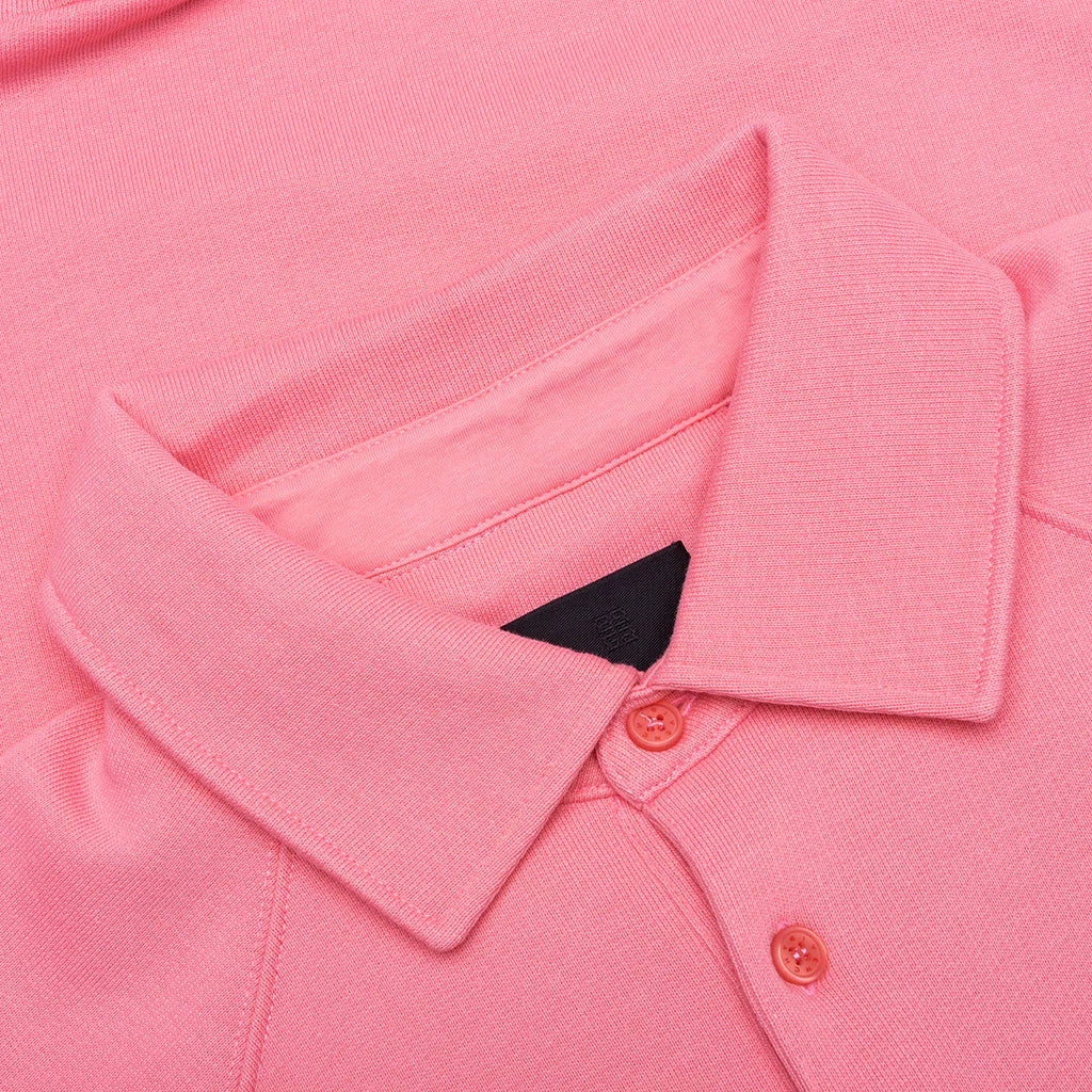 Logo Embroidered Long Sleeve Polo Shirt Candy Pink