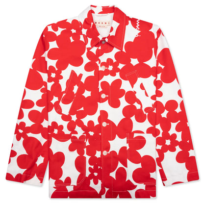 Red and White Dillies Print Jacket Crimson