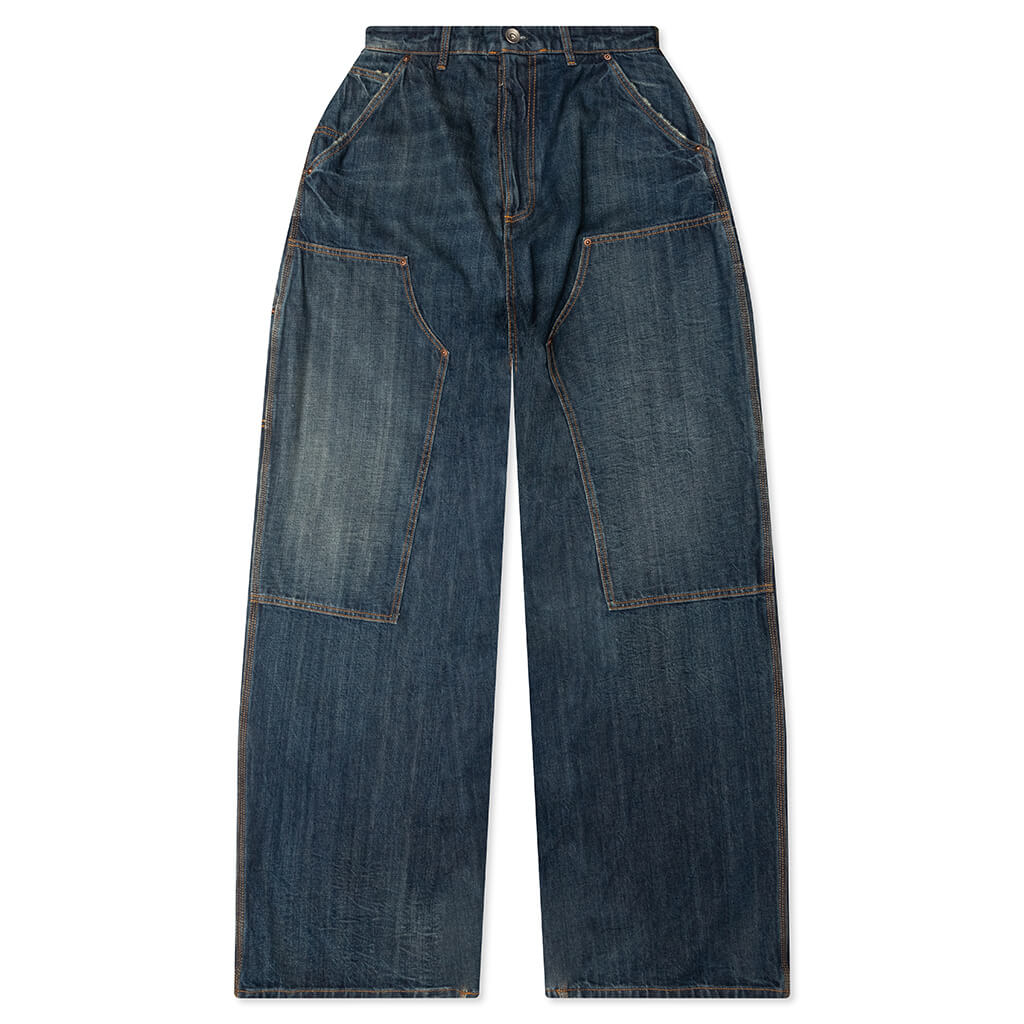 Wide Leg Denim Pants Blue Wash