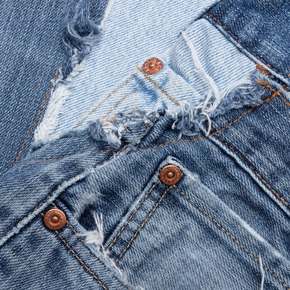 Reconstructed Denim Raw Pant Blue