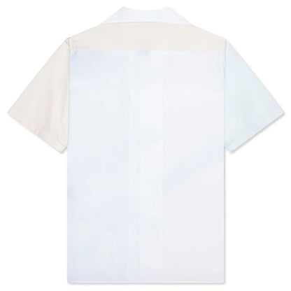 Short Sleeve Pocket Shirt White Cream Light Blue