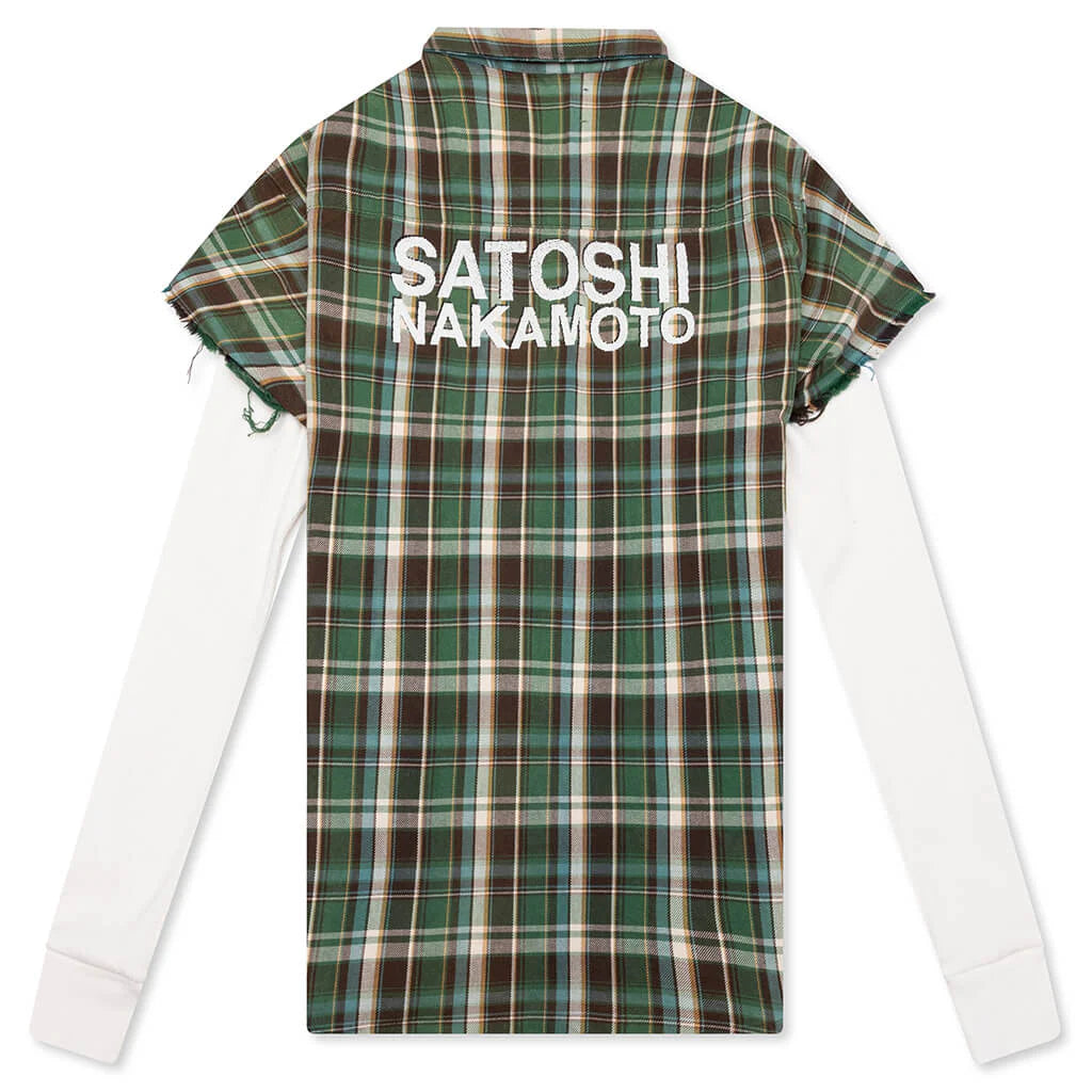 Bender Cut Off Flannel Green Plaid