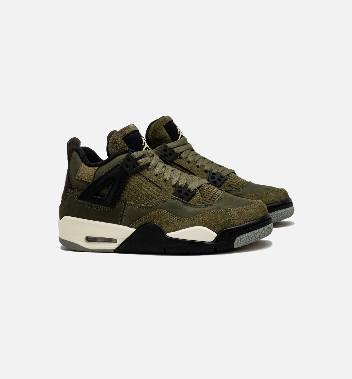 Air Jordan 4 Retro Craft Olive Grade School Lifestyle Shoe Medium Olive Black