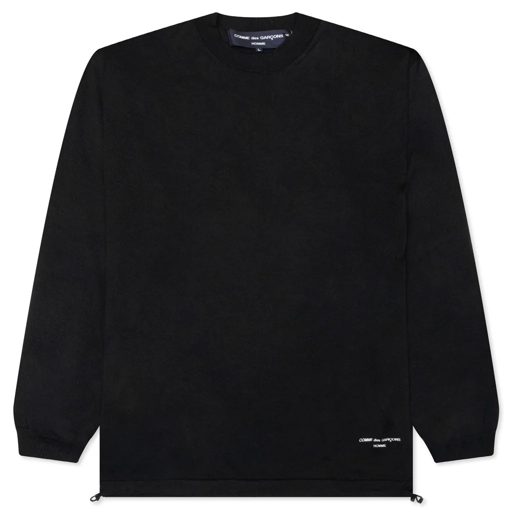 Drawstring Knit Sweatshirt Black