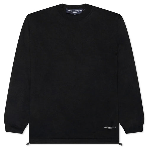 Drawstring Knit Sweatshirt Black