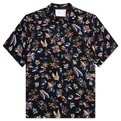 Car Race Tropical Print Shirt Black Tropical