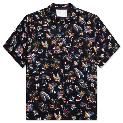 Car Race Tropical Print Shirt Black Tropical