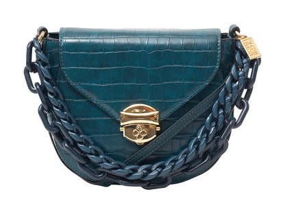 Bolso de Hombro Jaime Ibiza Croco Azul para Mujer