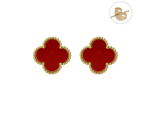Aretes ROZE Trébol Rojo para Mujer
