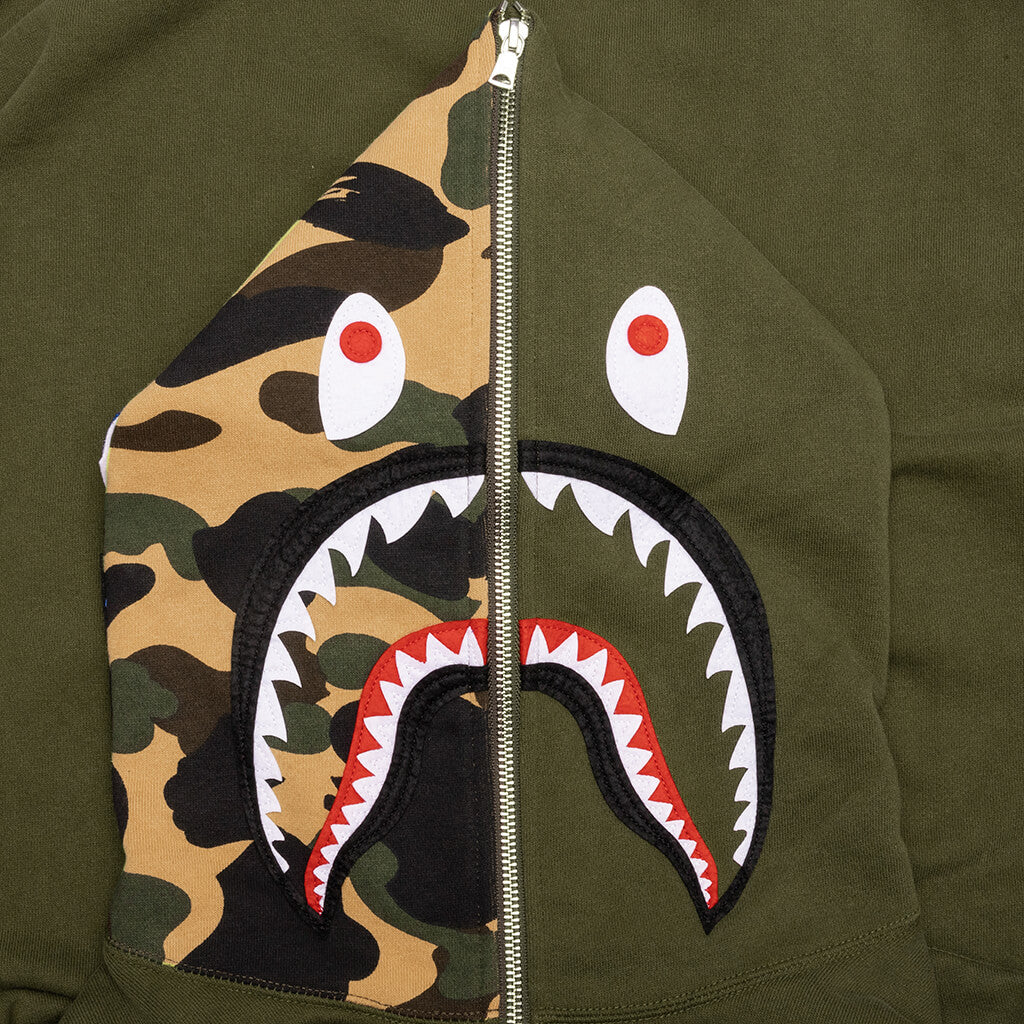 Military Shark Relaxed Fit Full Zip Hoodie Olive Drab