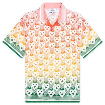 Unisex Cuban Collar S S Shirt Heart Monogram Gradient