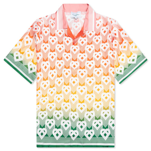 Unisex Cuban Collar S S Shirt Heart Monogram Gradient