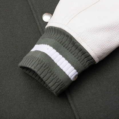 Varsity Wool Grained Leather Greyish Green