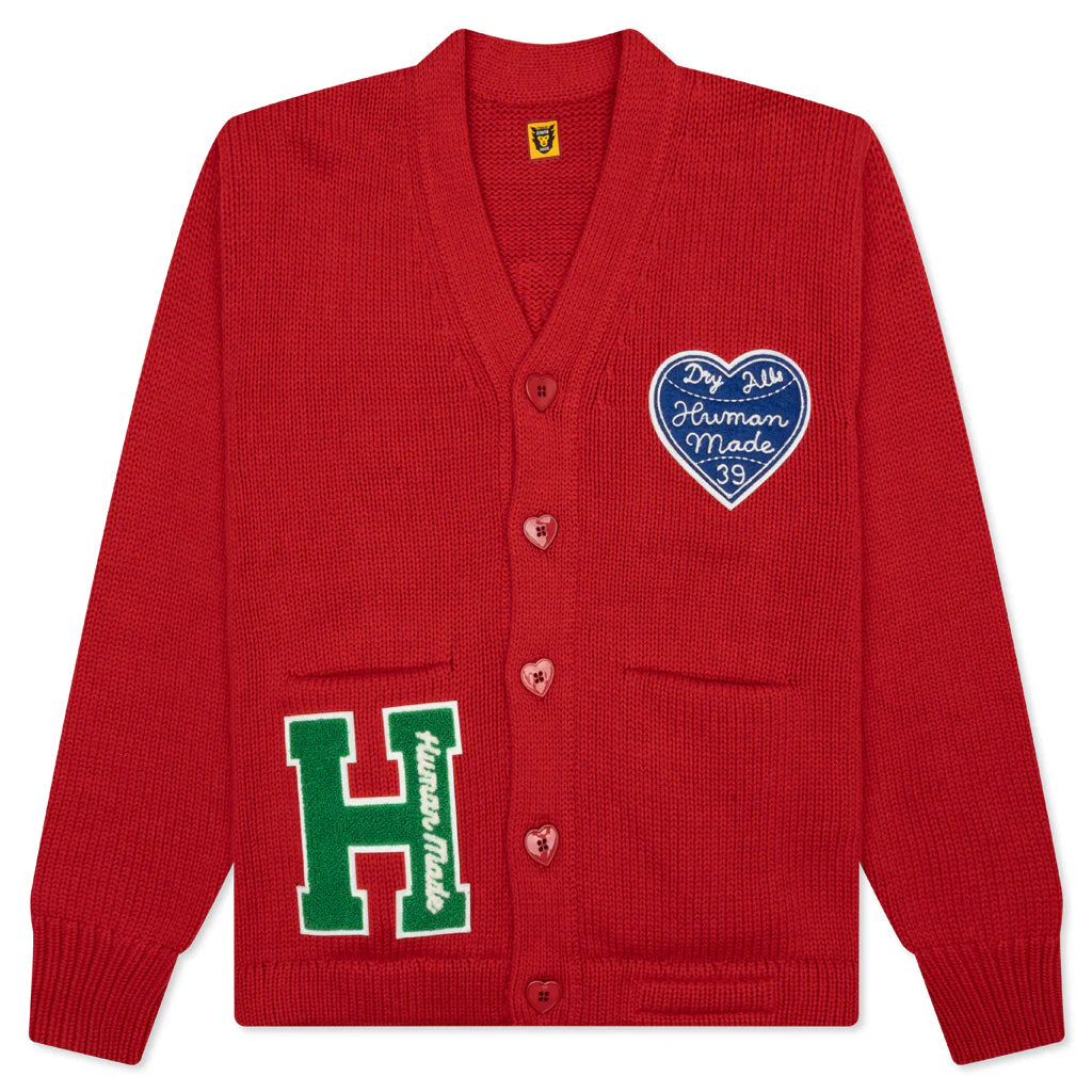 Low Gauge Knit Cardigan Red