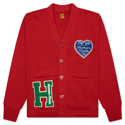Low Gauge Knit Cardigan Red