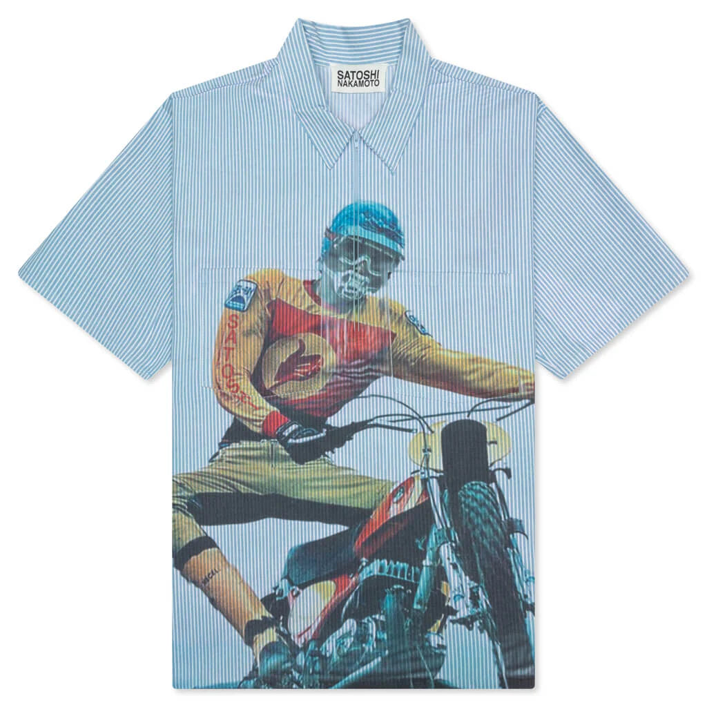 Racer Oversized Workshirt Blue Stripes