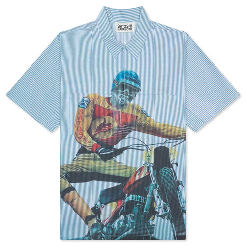Racer Oversized Workshirt Blue Stripes