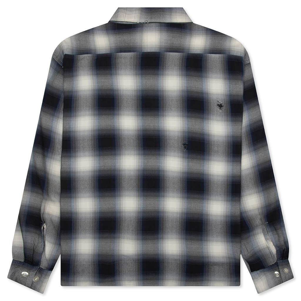 Saint Michael x Lastman Mx6 Checkered L S Buttonup Shirt Navy