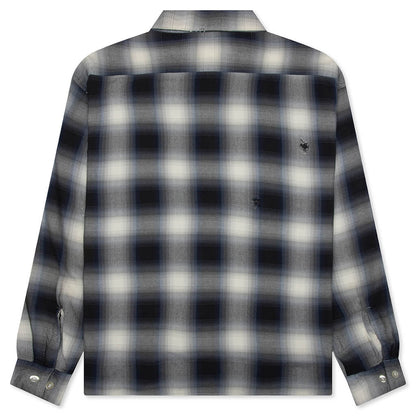 Saint Michael x Lastman Mx6 Checkered L S Buttonup Shirt Navy