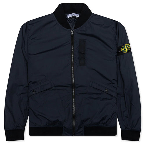 Skin Touch Nylon Bomber Jacket Navy Blue