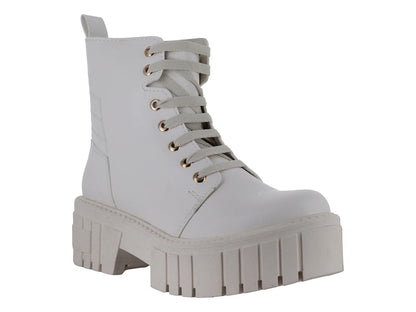 Botines Combat Punto Moda Gris Claro para Mujer