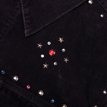 14W Corduroy Studded Jean Jacket Black