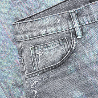 Oil Spill Baggy Jean Charcoal Wash