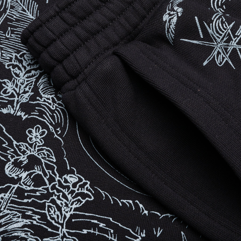 Wolf Print Board Shorts Black