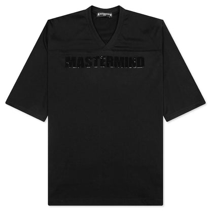 Football V Neck Jersey T Shirt Black