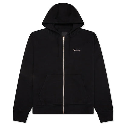 Fleece Zipped Hoodie with Hubert Objects Print Black