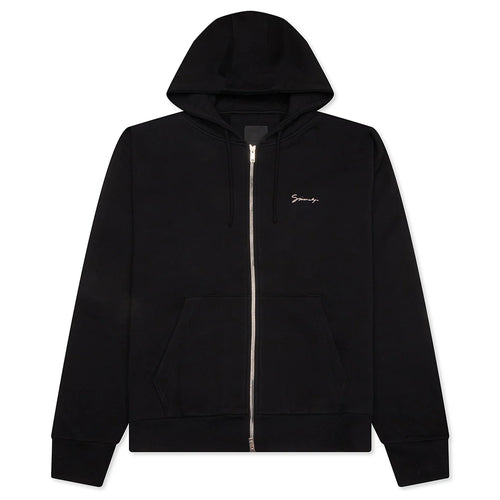 Fleece Zipped Hoodie with Hubert Objects Print Black