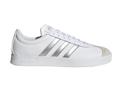 Tenis Adidas VL Court Base Blancos y Plateados para Mujer
