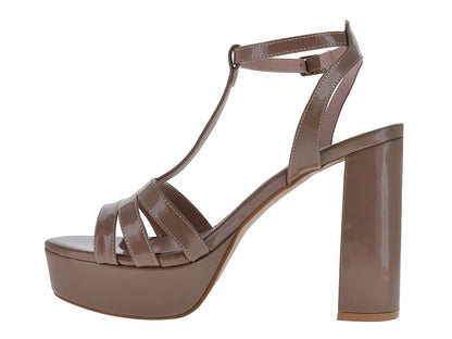 SARY Zapatillas de Charol Color Taupe para Mujer