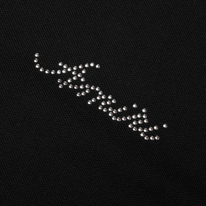 Stud Collar Oversized Polo Black