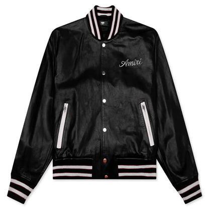 Club Amiri Leather Varsity Black