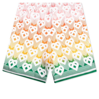 Unisex Silk Shorts With Drawstrings Heart Monogram Gradient