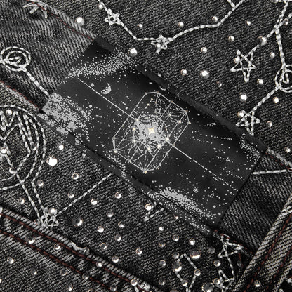 20K Zodiac Diamond Denim Pants Black
