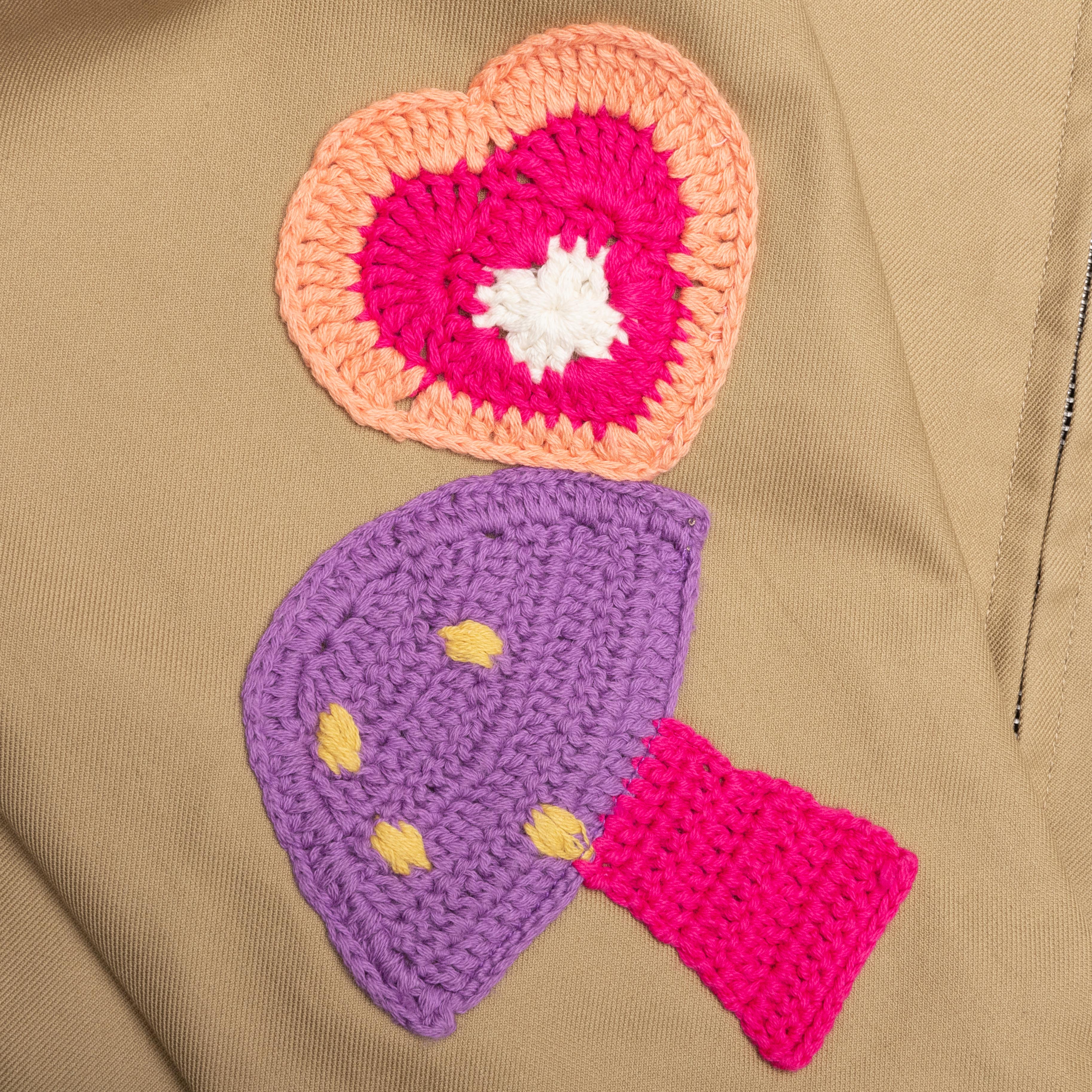Crochet Patch Worker Jacket Sand