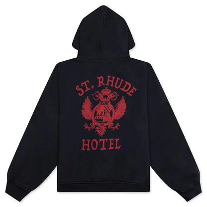 St Rhude Seal Zip Up Hoodie Vintage Black Red