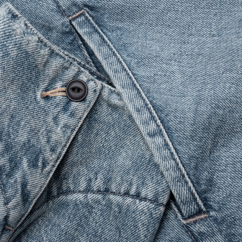 Denim Jacket with Corduroy Collar Light Blue