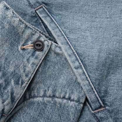 Denim Jacket with Corduroy Collar Light Blue