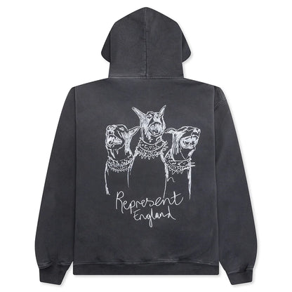 Hand Drawn Thoroughbred Dogs Hoodie Aged Black
