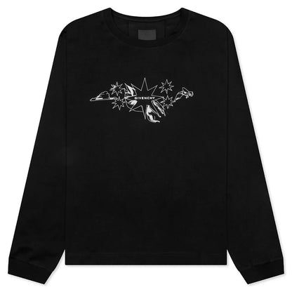 Tarot Print Boxy Fit Long Sleeve T Shirt Black
