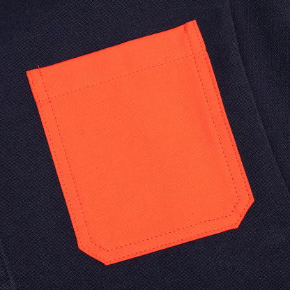 Chest Pocket Oversized Contrast Shirt Navy